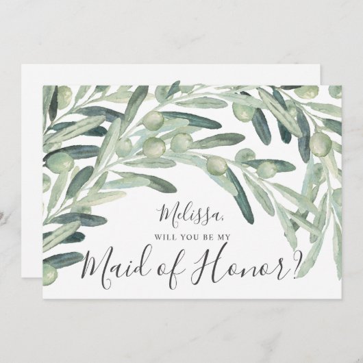 Olive wirst du meine Trauzeugin sein Einladung (Vorne/Hinten)