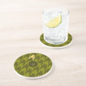Olive with Gold Houndstooth Sandstone Coaster Getränkeuntersetzer (Seite)