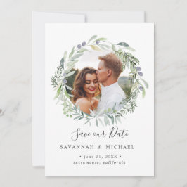 Olive Wreath Foto Hochzeit speichern das Datum Save The Date