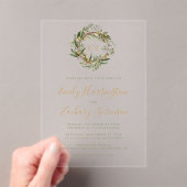 Olive Wreath Green Gold Hochzeit Acryleinladungen (Insitu (Handheld))