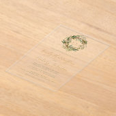 Olive Wreath Green Gold Hochzeit Acryleinladungen (Ablage )