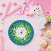 Olive Wreath Monogram Pappteller (Party)