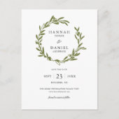 Olive Wreath Save the Date Postkarte (Vorderseite)
