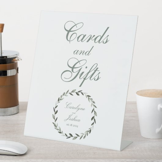 Olive Wreath Wedding Cards und Geschenke Sockelschild (In Situ)