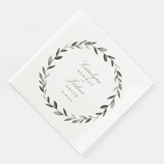 Olive Wreath Wedding Elegant Serviette (Ecke)