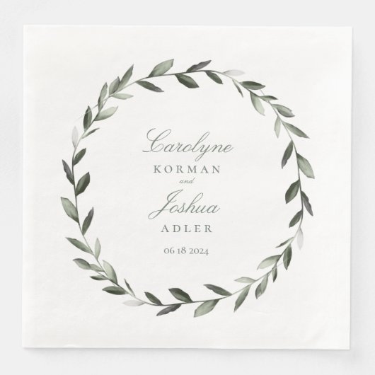 Olive Wreath Wedding Elegant Serviette (Vorderseite)