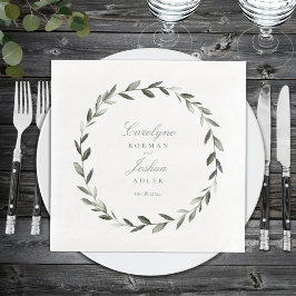 Olive Wreath Wedding Elegant Serviette