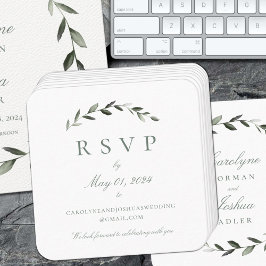 Olive Wreath Wedding Online UAWG Enclosure Card Quadratische Visitenkarte