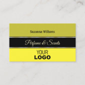 Olive Yellow Borders on Black mit Logo und Foto Visitenkarte (Vorderseite)