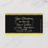 Olive Yellow Borders on Black Modern with Monogram Visitenkarte (Rückseite)
