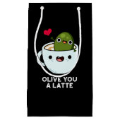 Olive you a Latte Funny Food Puff Dark BG Kleine Geschenktüte (Vorderseite)