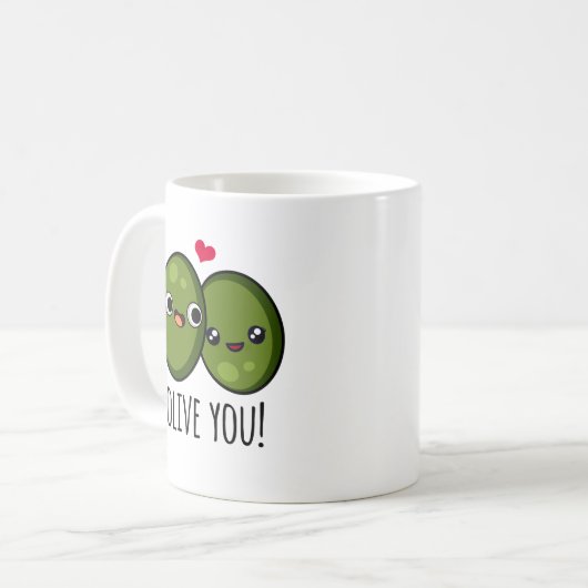Olive You Funny Liebe Puff Kaffeetasse (Vorderseite Links)