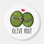 Olive You Funny Liebe Puff Magnet (Vorne)