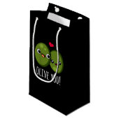 Olive You Funny Olive Pub Dark BG Kleine Geschenktüte (Vorderseite Schrägansicht)