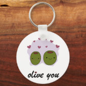 "Olive You" Ich Liebe Sie Geschenk für ihn/ihre Li Schlüsselanhänger (Vorderseite)