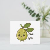 "Olive You" Kawaii Olive Postkarte (Stehend Vorderseite)