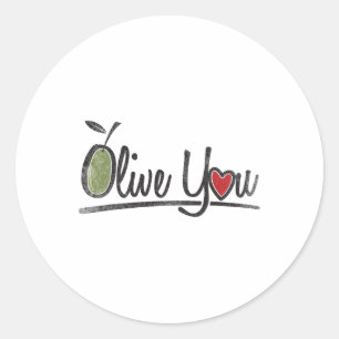 Olive You - Liebe Puff Runder Aufkleber
