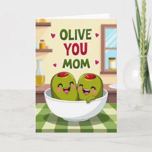 Olive You Mama Illustrationskarte Karte