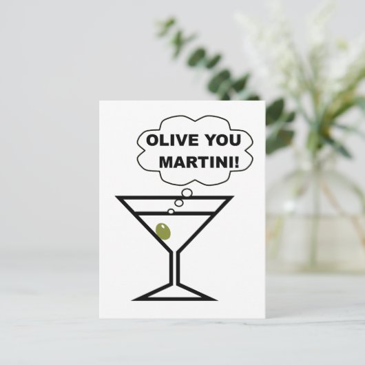 Olive You Martini Postkarte (Stehend Vorderseite)