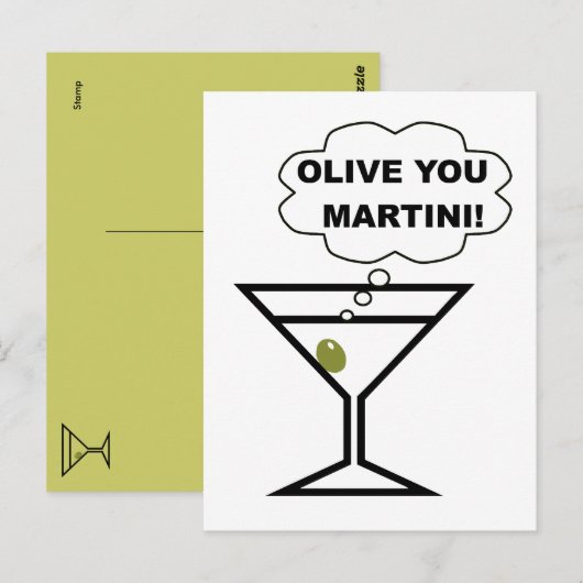 Olive You Martini Postkarte (Vorne/Hinten)