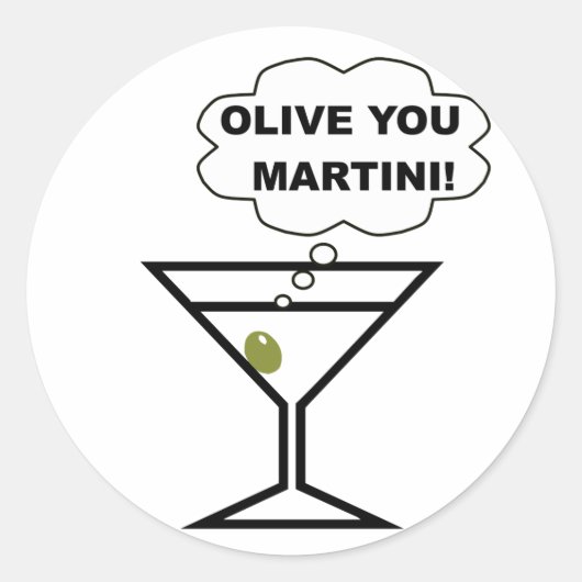 Olive You Martini Runder Aufkleber (Vorderseite)
