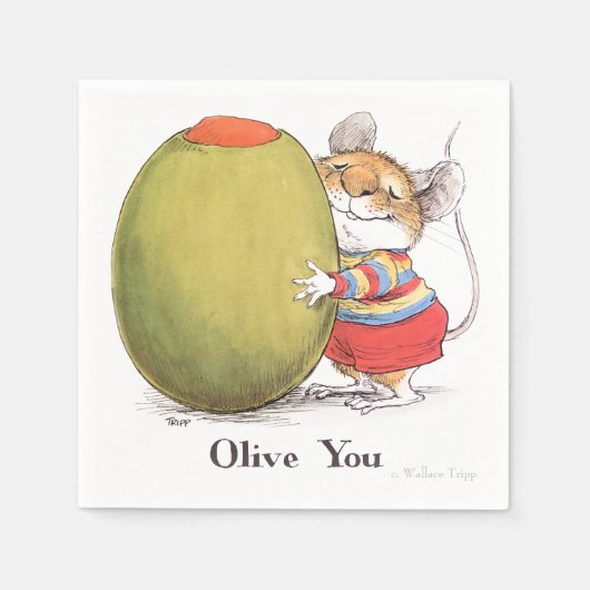 Olive You Mouse Cocktail Napkin Serviette (Vorderseite)