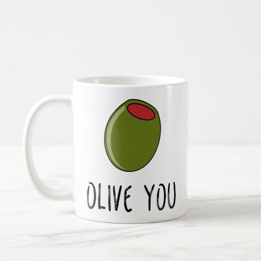 Olive You, Pun, Funny I Liebe Sie Kaffeetasse (Links)