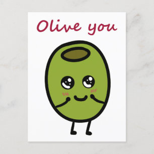 Olive you puste Postkarte für Liebhaber