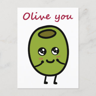Olive you puste Postkarte für Liebhaber