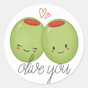 Olive You Runder Aufkleber