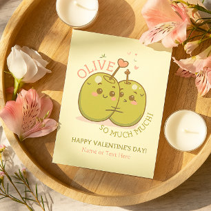 „Olive You So Much“ Süße Wortspiel Valentinstagska Mitteilungskarte