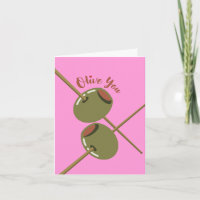 Olive You Süße Rosa Grußkarte