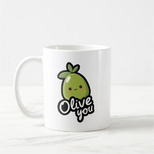 Olive You – Süßes Kawaii-Oliven-Wortspiel-Design Kaffeetasse