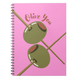 Olive You Süßes Rosa Spiralnotizbuch | Lustiges Ol Notizblock