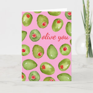 Olive You Watercolor Mütter Day Card Dankeskarte