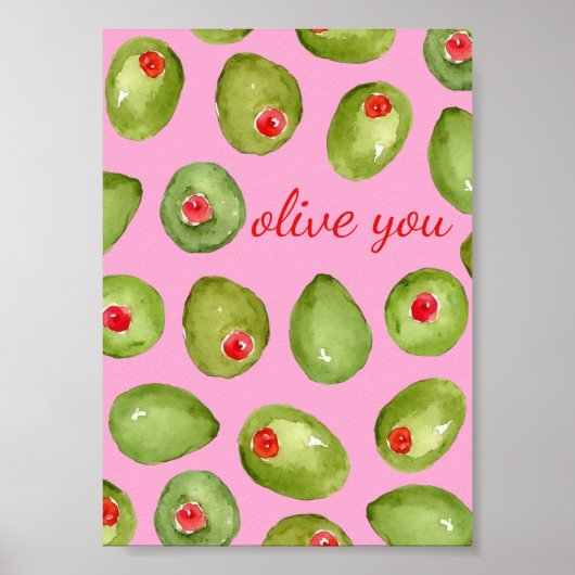 Olive You Watercolor Poster (Vorne)