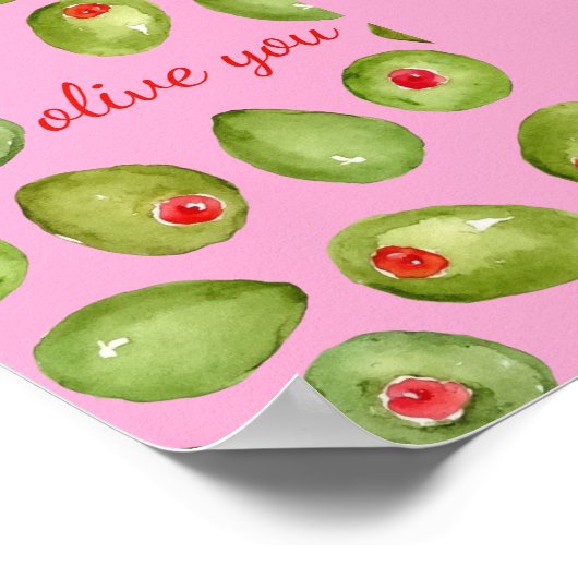 Olive You Watercolor Poster (Ecke)