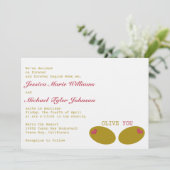 Olive You Wedding Einladung (Stehend Vorderseite)