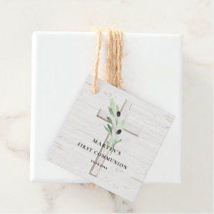 Olive Zweige Weißholz Kreuz Erste Kommune Geschenkanhänger