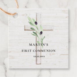 Olive Zweige Weißholz Kreuz Erste Kommune Geschenkanhänger