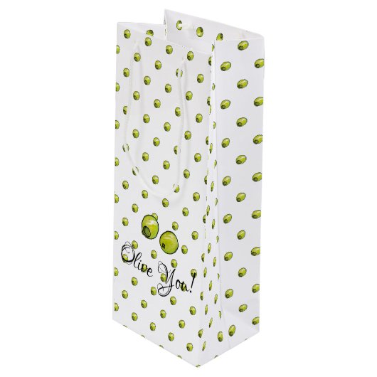 Olivegrün Geschenktüte Für Weinflaschen (Vorderseite Schrägansicht)