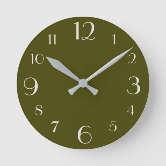 Olivegrün Runde Wanduhr (Vorderseite)
