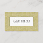 Olivegrün | Schlicht Elegante Linen Beruflich auss Visitenkarte (Vorderseite)