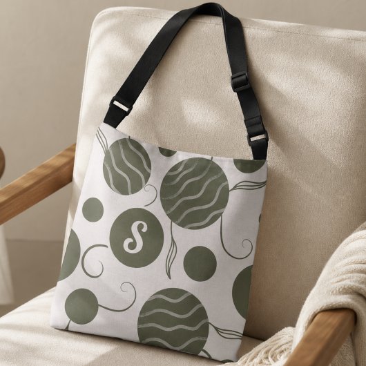 Olivegrüne Kreise Monogramm Tragetaschen Mit Langen Trägern