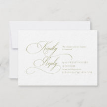 Olivegrüne Monogramm-Hochzeits-RSVP-Karte