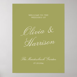 Oliven-Anwesen Kalligrafie Hochzeitsbegrüßung Poster