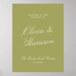Oliven-Anwesen Kalligrafie Hochzeitsbegrüßung Poster