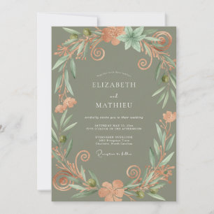 Oliven-Aprikosen-Kranz-Hochzeit Einladung
