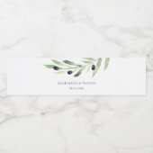 Oliven-Ast-Hochzeitswasserflasche Wasserflaschenetikett (Einzelnes Label)