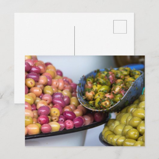 Oliven auf dem Markt Postkarte (Vorne/Hinten)